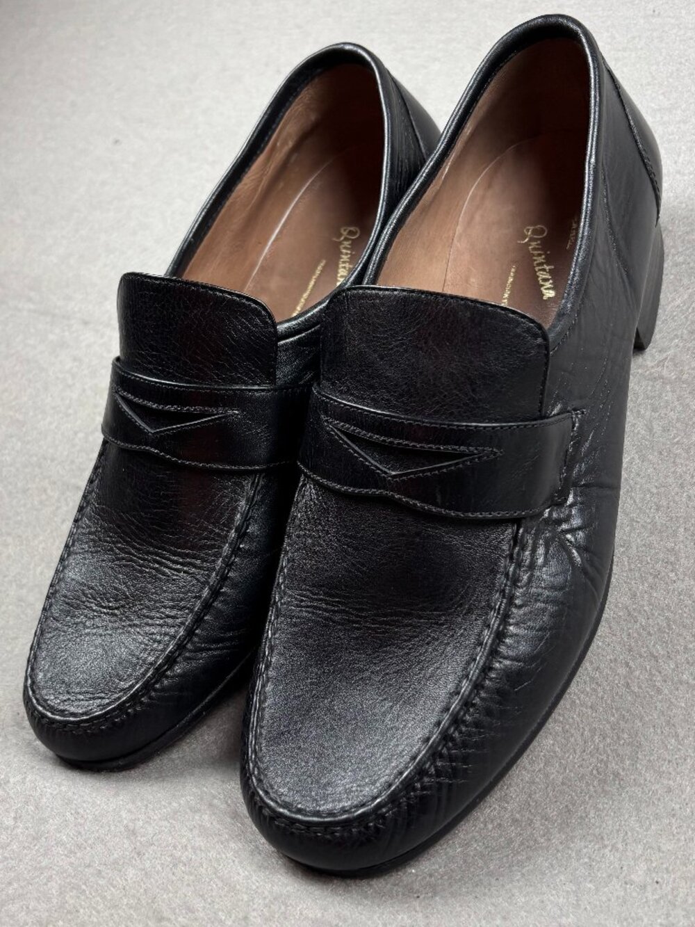 Quintana Men's Black Leather Penny Loafers Size 10